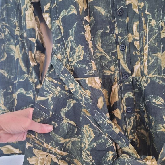 GARYGraham422 Womens Size L Army Floral Long Sleeve Dress Button Front Tie Back - Picture 6 of 12